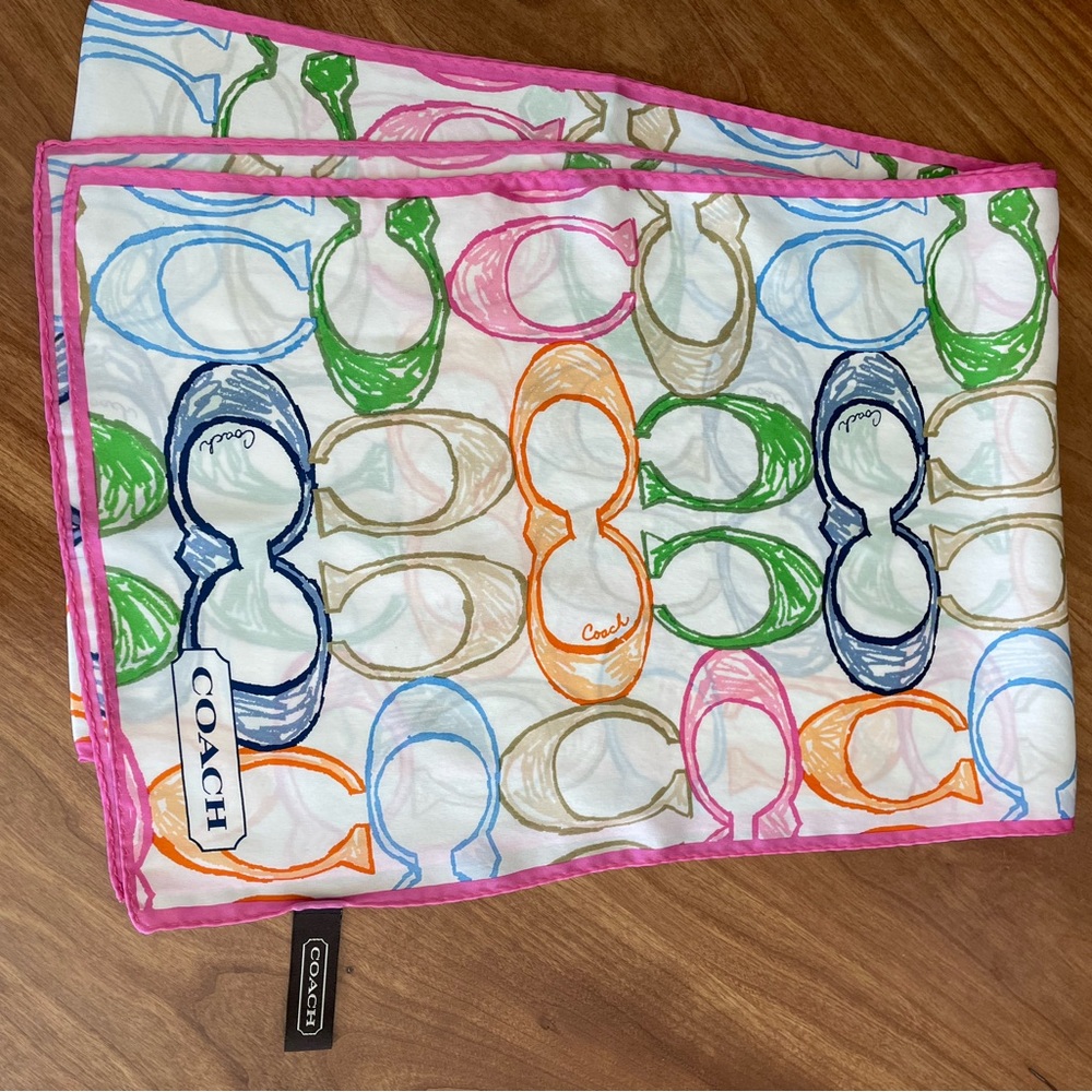 Coach Signature C Silk Scarf. NEW. 58inch  Rectangular.